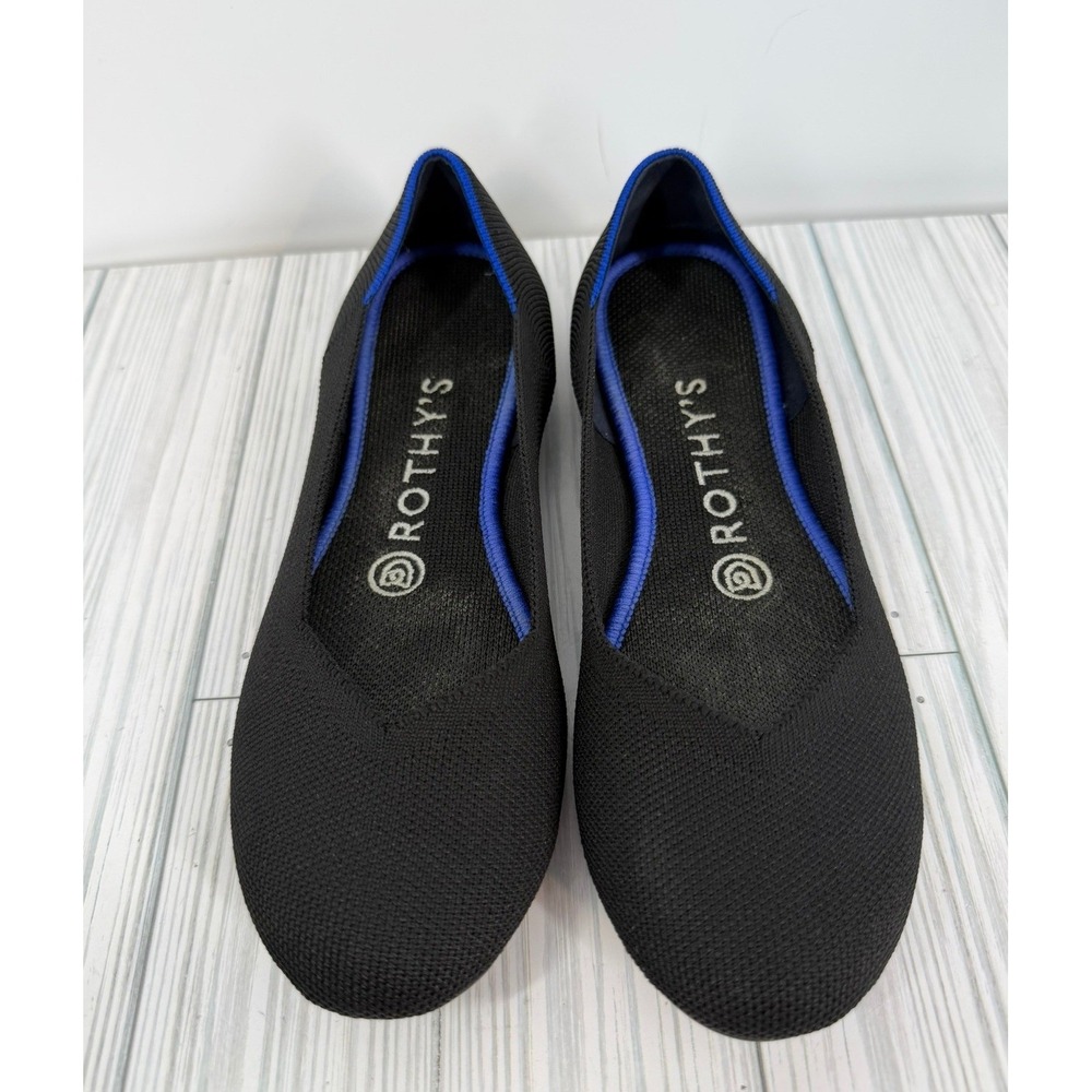 Rothy's Black Flats with Blue Trim